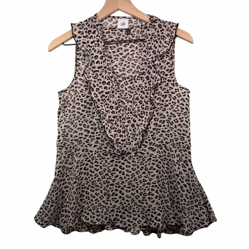Cabi Flutter Blouse Leopard Cheetah Tank Women's size S